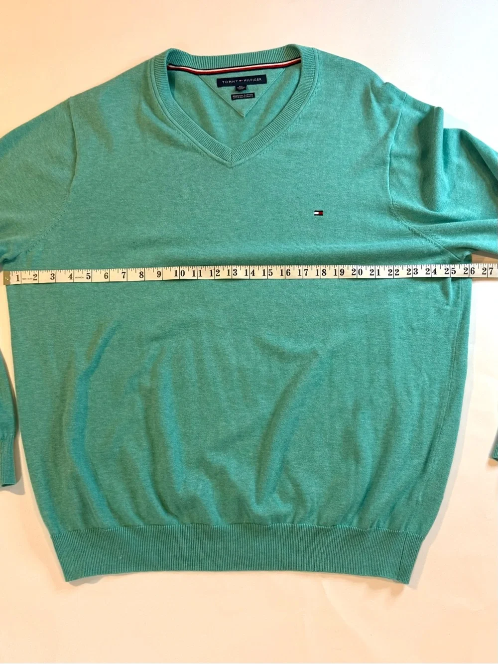 Tommy Hilfiger Men’s  V Neck Sweater Pullover Logo Knit Classic Sz XXL